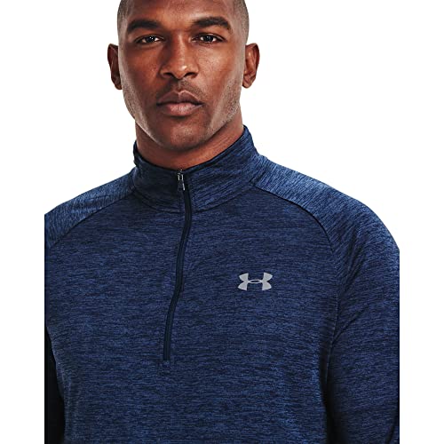 Under Armour Mens Tech 2.0 1/2 Zip-Up T-Shirt , Academy Blue (409)/Steel , Large