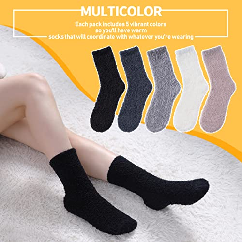 Dosoni Womens Fuzzy Socks Super Soft Fluffy Slipper Socks Cozy Warm Home Sleeping Winter Socks (5 Pack Soild Color A1)