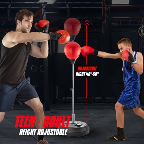 Punching Bag with Stand, Boxing Bag for Teens & Adults - Height Adjustable - Speed Bag for Training, Boxing Equipment, Stress Relief & Fitness