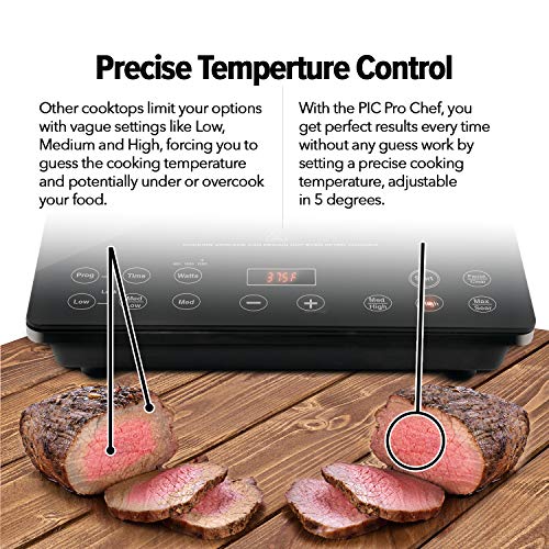 Nuwave Pro Chef Induction Cooktop, NSF-Certified, Commercial-Grade, Portable, Powerful 1800W, Large 8” Heating Coil, 94 Temp Settings 100°F - 575°F in 5°F, Shatter-Proof Ceramic Glass Surface