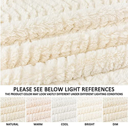 YUSOKI Luxury Double Sided Faux Fur Throw Blanket(Without Pillows),Soft Fuzzy Fluffy Cozy Plush Furry Comfy Warm Blanket for Couch Bed Chair Sofa Bedroom Women Teen Girls Gift(Ivory,50" x 63")