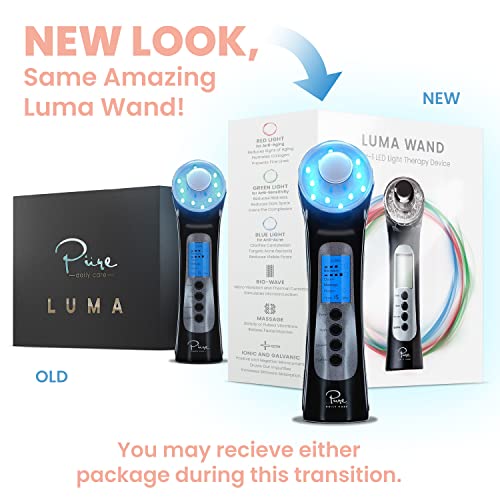 Pure Daily Care Luma - 4 in 1 Skin Therapy Wand - Ion Therapy LED Light Machine - Wave Stimulation- Massage - Anti Aging - Lift & Firm Tighten Skin Wrinkles