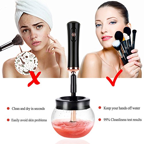 RICRIS Premium Makeup Brush Cleaner Dryer Super-Fast Electric Brush Cleaner Machine Automatic Brush Cleaner Spinner Makeup Brush Tools (Black)