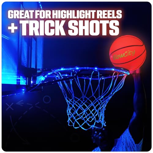 GlowCity Glow in The Dark Basketball for Teen Boy - Basketball Gift - Glowing Red Basket Ball, Light Up LED Toy for Night Ball Games - Sports Stuff & Gadgets for Kids Age 8 Years Old and Up