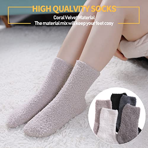 Dosoni Womens Fuzzy Socks Super Soft Fluffy Slipper Socks Cozy Warm Home Sleeping Winter Socks (5 Pack Soild Color A1)