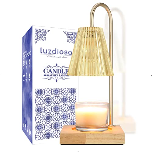 luzdiosa Candle Warmer Lamp with 2 Bulbs Compatible with Jar Candles Vintage Electric Dimmable Candle Melter Top Melting for Scented Wax (Amber)