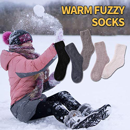 Dosoni Womens Fuzzy Socks Super Soft Fluffy Slipper Socks Cozy Warm Home Sleeping Winter Socks (5 Pack Soild Color A1)