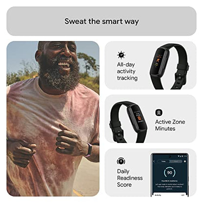 Fitbit Inspire 3 Health &-Fitness-Tracker with Stress Management, Workout Intensity, Sleep Tracking, 24/7 Heart Rate and more, Midnight Zen/Black One Size (S & L Bands Included)