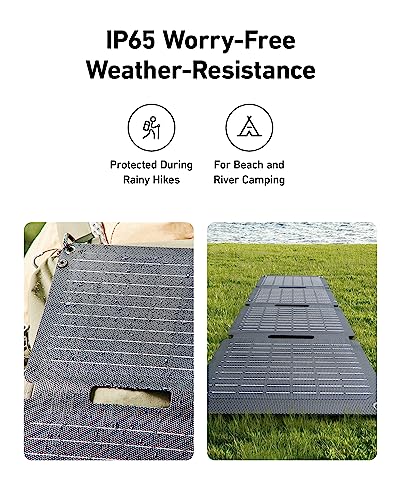 Anker Solix PS30 Solar Panel, 30W Foldable Portable Solar Charger, IP65 Water and Dust Resistance, Ultra-Fast Charging, Charges 2 Devices at Once, for Camping, Hiking, and Outdoor Activities.