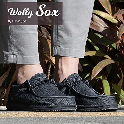 Hey Dude Men's Wally Sox Micro Total Black Size 11 | Men’s Shoes | Men's Lace Up Loafers | Comfortable & Light-Weight