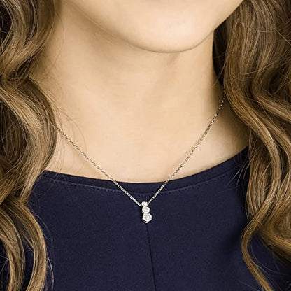 Swarovski Attract Trilogy Necklace - Women's White Round Crystal Pendant with Rhodium Plated Chain, Medium