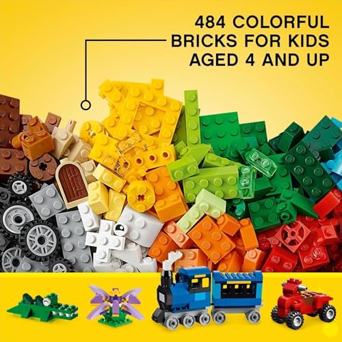 LEGO Classic Medium Creative Brick Box 10696 Building Toy Set - Featuring Storage, Includes Train, Car, and a Tiger Figure, and Playset for Kids, Boys, and Girls Ages 4-99