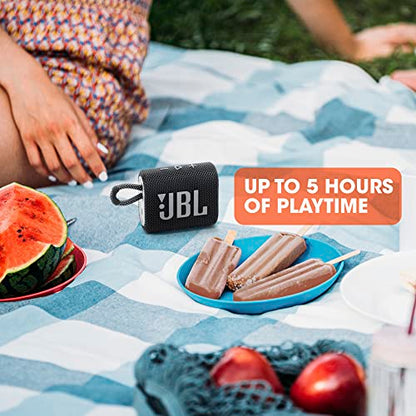 JBL Go 3: Portable Speaker with Bluetooth, Built-in Battery, Waterproof and Dustproof Feature - Black