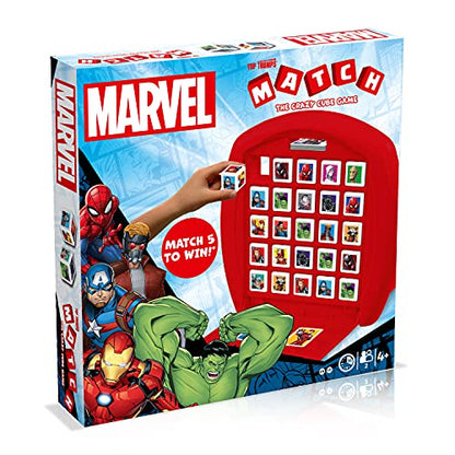 Marvel Heroes Top Trumps Match Board Game; Play with Characters Including Starlord, Spider-Man and Captain America, Family Game for Ages 4 Plus