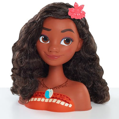 Disney Princess Moana Stying Head, 14-pieces, Black Hair, Brown Eyes, Kids Toys for Ages 3 Up by Just Play