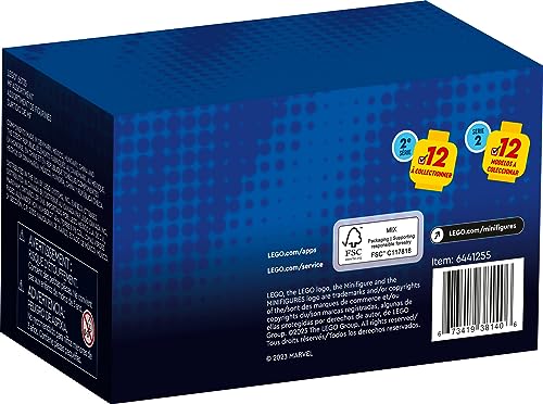 Lego Minifigures Marvel Series 2 6 Pack 66735 Mystery Blind Box, Surprise Collectible Characters for Role Play or to Add to a Minifigure or Marvel Collection, A Gift for Disney and Marvel Fans