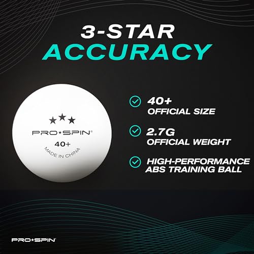 PRO SPIN Ping Pong Balls - White 3-Star 40+ Table Tennis Balls (Pack of 12) | High-Performance ABS Training Balls | Ultimate Durability for Indoor/Outdoor Ping Pong Tables