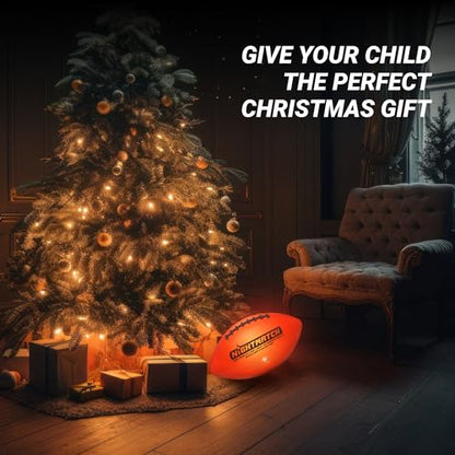 NIGHTMATCH Glow in The Dark Football - Ultra Bright Waterproof LED Light Up Football - Pump & Batteries incl. - Official Size 6 LED Football for Indoor & Outdoor - Ideal Gift for Kids, Youth & Adults