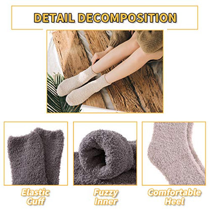 Dosoni Womens Fuzzy Socks Super Soft Fluffy Slipper Socks Cozy Warm Home Sleeping Winter Socks (5 Pack Soild Color A1)