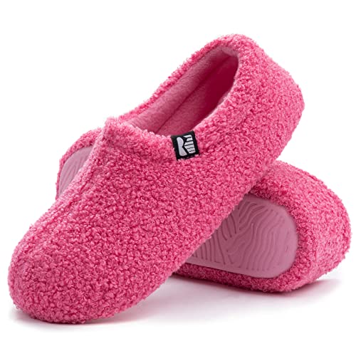 RockDove Women's Teddy Fleece Closed Back Indoor Slipper, Size 11-12 US Women, Hot Pink