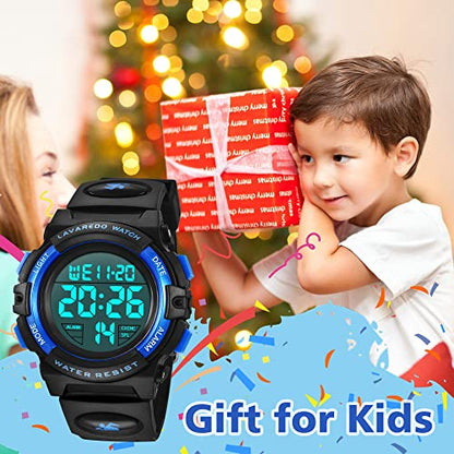 Kids Watch,Boys Watch for 3-15 Year Old Boys,Digital Sport Outdoor Multifunctional Chronograph LED 50 M Waterproof Alarm Calendar Analog Children with Silicone Band,Kids Gift