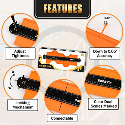 dodowin Connectable Contour Gauge, Dad Christmas Gifts for Men, Super Gauge XL Shape Outline Tool, Stocking Stuffers for Adults Men Him Husband, White Elephant Gifts, Woodworking Flooring Men Tools