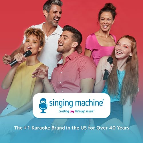 Singing Machine Karaoke Machine for Kids and Adults with Wired Microphone - Built-In Speaker with LED Disco Lights - Wireless Bluetooth, CD+G & USB Connectivity - Black [Amazon Exclusive]