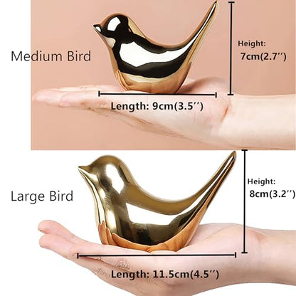 FANTESTICRYAN Small Birds Statues Gold Home Decor Modern Style Figurine Decorative Ornaments for Living Room, Bedroom, Office Desktop, Cabinets