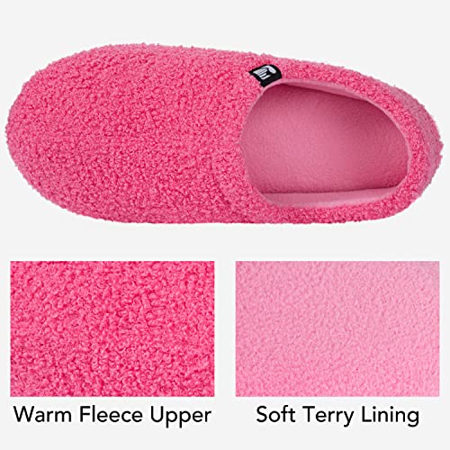 RockDove Women's Teddy Fleece Closed Back Indoor Slipper, Size 11-12 US Women, Hot Pink