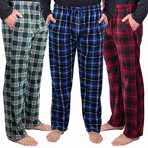 DG Hill (3 Pairs) Mens Plaid Pajama Pants with Pockets, Multi-color, Small 27-29, waist