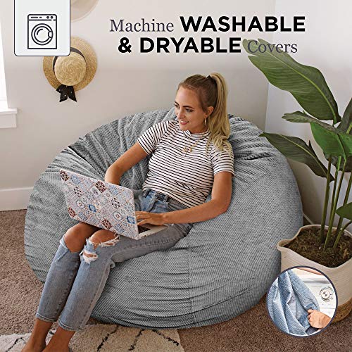 CordaRoy's Chenille Bean Bag Chair, Convertible Chair Folds from Bean Bag to Lounger, As Seen on Shark Tank, Charcoal - Full Size