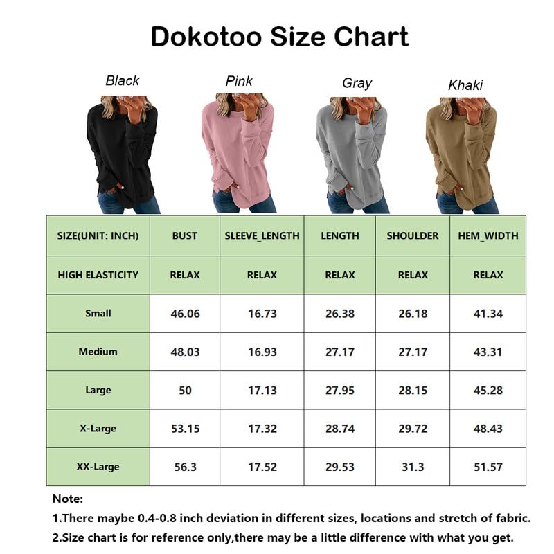 Dokotoo Women's Ladies Casual Long Sleeve Crewneck Sweatshirt Side Split Loose Fit Solid Basic Pullover Tunic Shirts Tops Sweatshirts for Teen Girls 2023 Fashion Fall Orange Medium