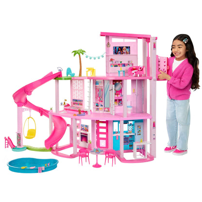 Barbie Dreamhouse 2023, Pool Party Doll House with 75+ Pieces and 3-Story Slide, Barbie House Playset, Pet Elevator and Puppy Play Areas