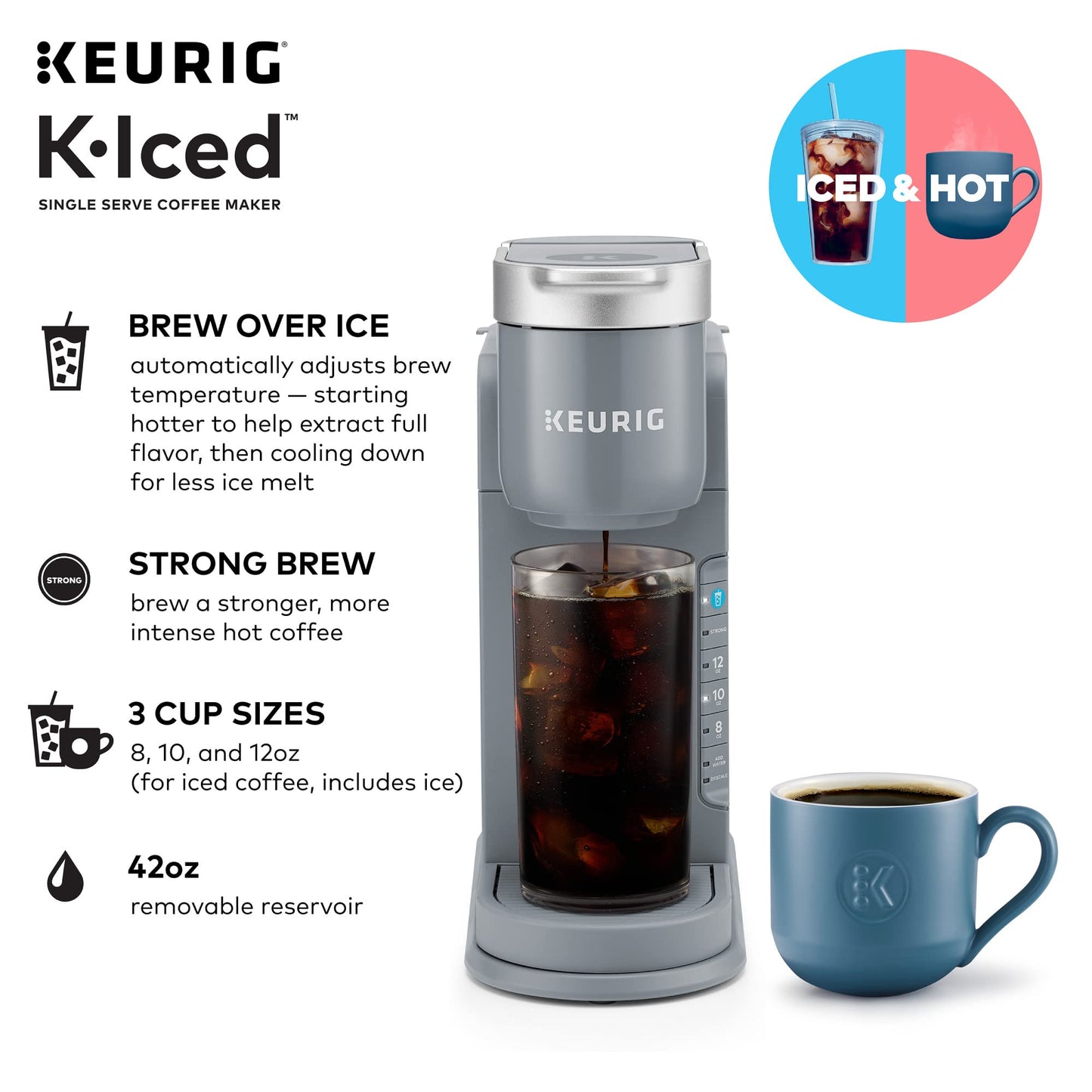 Keurig K-Iced Single Serve Coffee Maker - Brews Hot and Cold - Gray