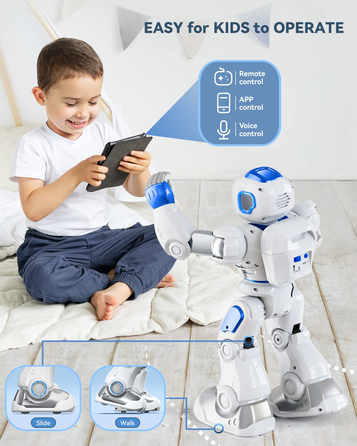 Ruko 1088 Smart Robots for Kids, Large Programmable Interactive RC Robot with Voice Control, APP Control, Present for 4 5 6 7 8 9 Years Old Kids Boys and Girls