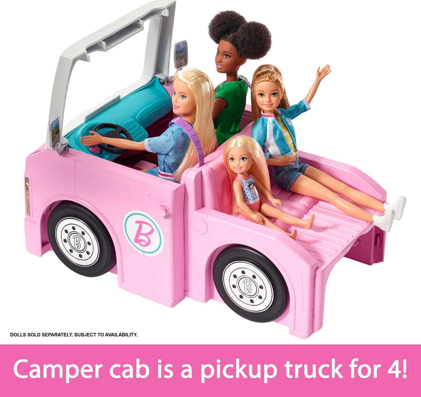 Barbie Camper, Doll Playset with 50 Accessories, Transforms into Truck, Boat & House, Includes Pool, 3-in-1 Dream Camper (Amazon Exclusive)