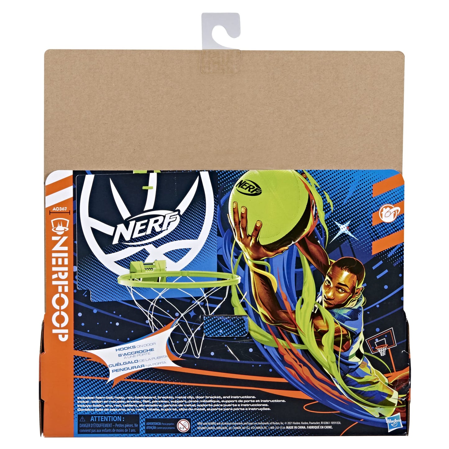 NERF Nerfoop, Classic Mini Foam Basketball and Hoop, Hooks On Doors, Indoor and Outdoor Play