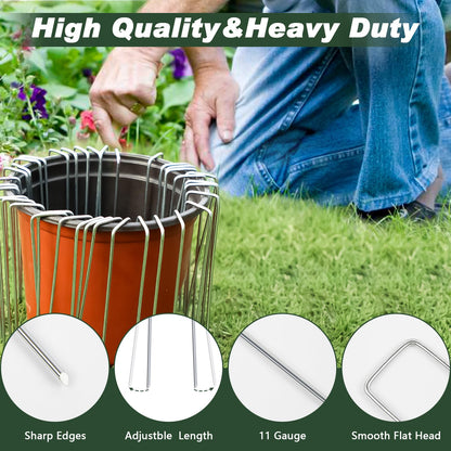 FEED GARDEN 6 Inch 200 Pack Galvanized Landscape Staples 11 Gauge Anti-Rust Garden Stakes Landscaping Fabric SOD Pins Yard Stakes for Christmas Decoration Weed Barrier Fabric