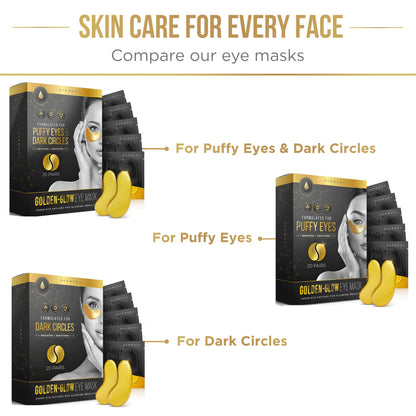 DERMORA Golden Glow Under Eye Patches (20 Pairs Eye Gels) - Rejuvenating Treatment for Dark Circles, Puffy Eyes, Refreshing, Revitalizing, Travel, Wrinkles