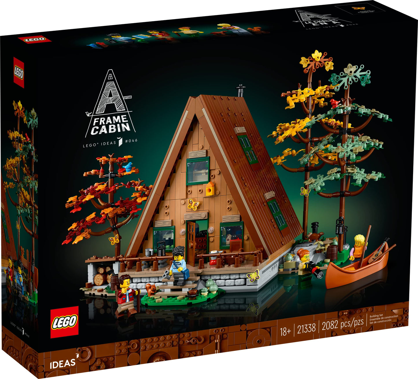 LEGO Ideas A-Frame Cabin 21338 Collectible Display Set, Buildable Model Kit for Adults, Gift for Nature and Architecture Lovers, Includes 4 Customizable Minifigures and 11 Animal Figures